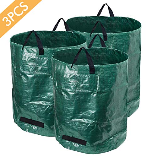 YOMYM Sacs de Jardin 67cm x 76cm, Sac de Déchets Ordures Végétaux Tissu Renforcé Pliable, Sacs Poubelle de Jardin Lot de 3 avec Poignées