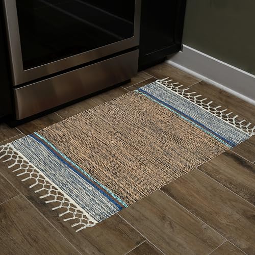 Image of Anti Slip Rectangular Door Mat, Pure Cotton, 40X60 Cm, Water Absorbing, Machine Washable Floor Mats, Best Use In Bathroom, Kitchen, Bedroom Etc. Multicolor. Pack Of 3