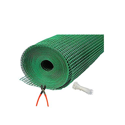 Image of SAI PRASEEDA UV Stabilized 12 MM PVC Coated Weld Wire Garden Fencing Iron Net Tree Guard Net Anti Bird Net 4 Feet Height X 10 Feet Length with 1 Cutter and 100 PVC Tags SHJAMN52