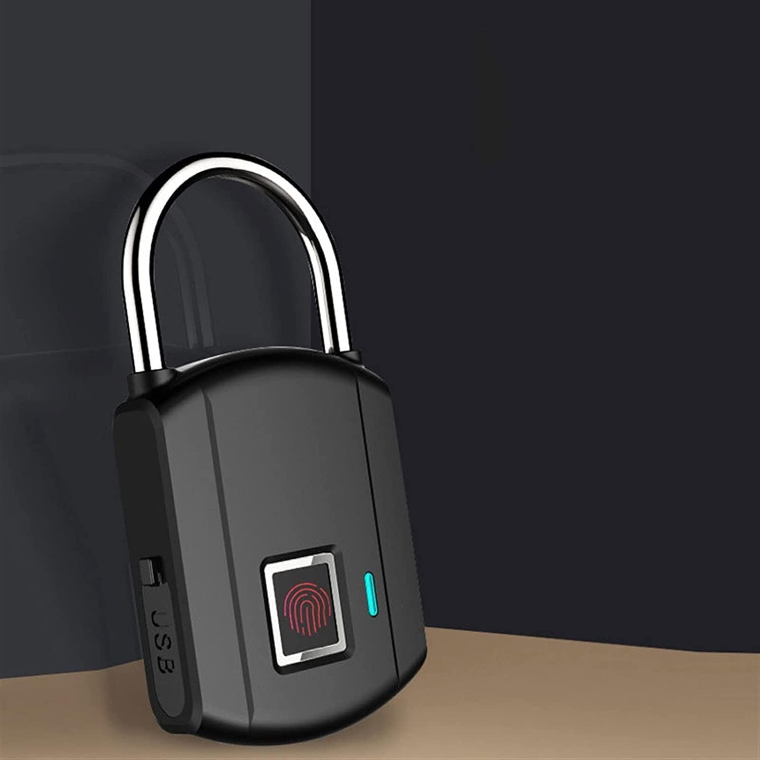 Fingerprint Padlock USB Rechargeable Smart Padlocks Portable Keyless Lock for Locker Backpack Suitcase