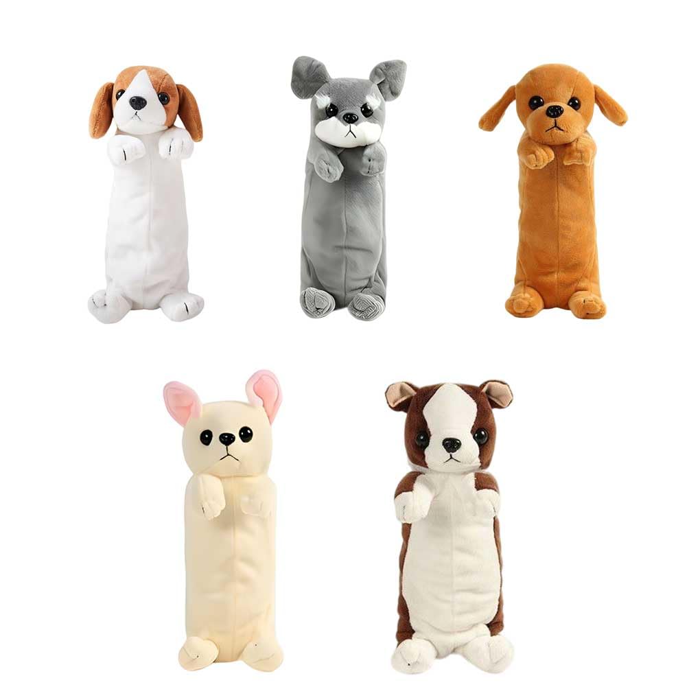 Estuche unisex con cremallera, diseño de animales, papelería, bolsa de almacenamiento para estudiantes, regla para estudiantes, artículos diversos, color café blanco, Juego de 10