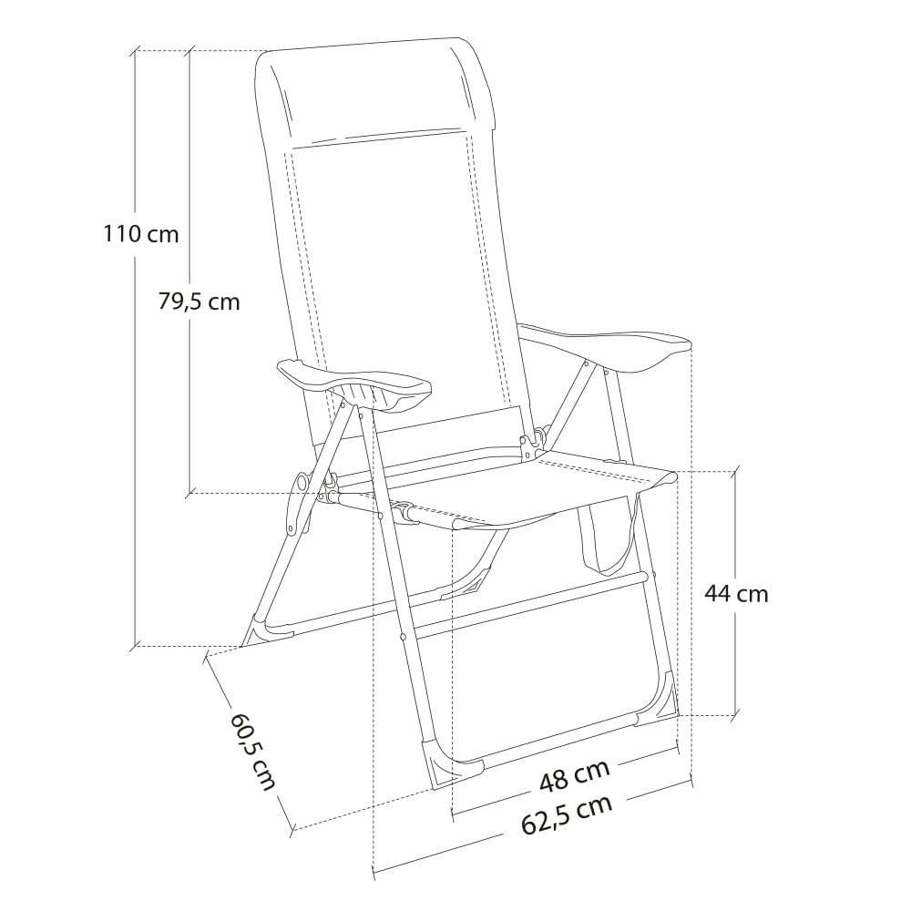 LOLAhome Sillón de Playa Plegable y reclinable de 5 Posiciones de Aluminio y textileno Aguamarina de 63x60x110 cm