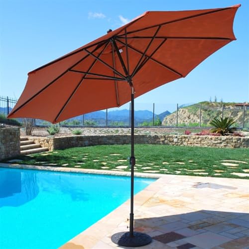 Galtech International 789BK68 Deluxe Auto Tilt - 11' Round Umbrella, Choose Fabric Color: 68: Teak, Choose Pole Finish: BK: Black