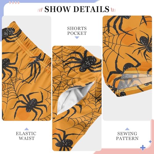 Boys' Pants Cartoon Halloween Black Spider Long Bottoms Jogger Pants Elastic Waist Trousers with Pockets S-XL4
