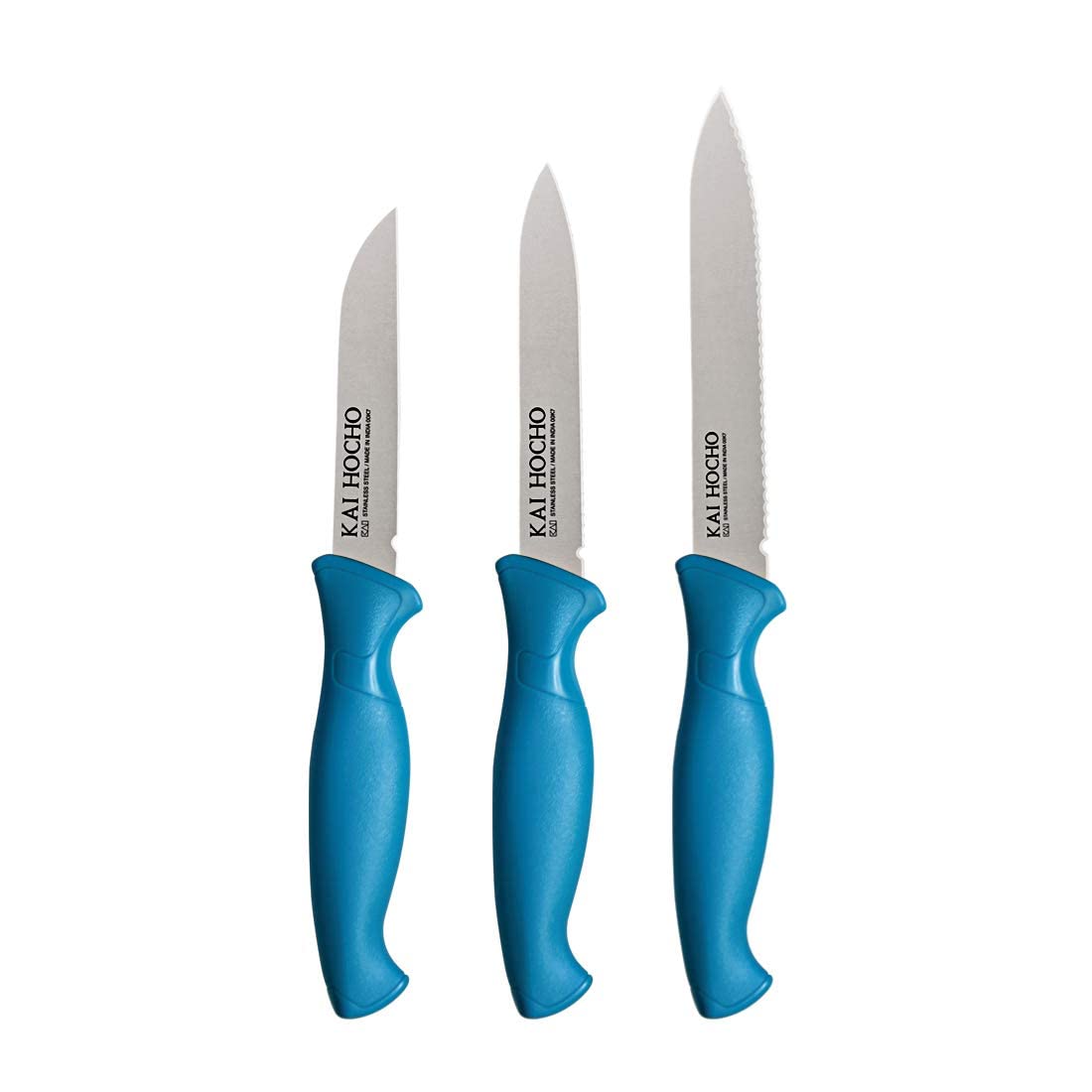Stainless Steel Kitchen Knife Set, 3-Piece, Blue