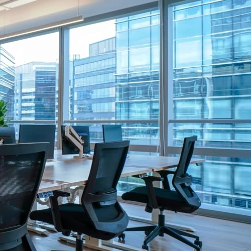 Image of CREON One Way Window Film, Privacy Window, UV Blocking, Non-Adhesive Static Cling Heat Control Reflective Glass Film for Home and Office 20x75 (Inch), Metal-Blu