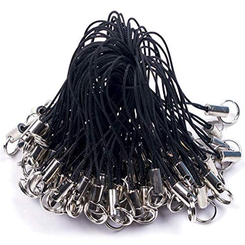 100 pcs Noir téléphone Portable Cordons Sangle Crafts Faisant Cover