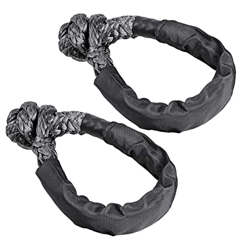 kingsea Cuerda de grillete suave sintética (15875 kg de resistencia a la rotura), grillete sintético suave con mangas adicionales para vela, SUV, camión, jeep, 2 Paquete (gris)
