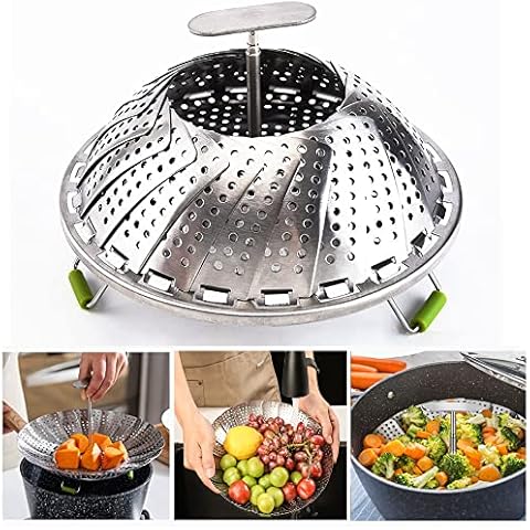 Vegetable Steamer Basket for Cooking Food Veggie Broccoli Meat Steamer Pot Cooker Expandable Steel Steamer (7"-11") Cover