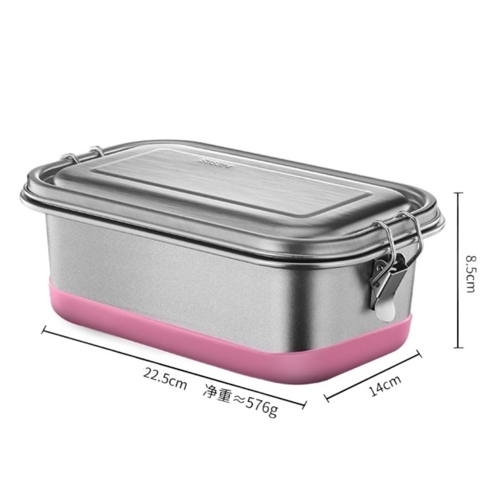 Recipientes para Alimentos Caja de acero inoxidable 304, caja de mantenimiento fresco, caja de aislamiento sellada de doble capa japonesa for exteriores para Refrigerador Frutas Vegetales ( Color : Pi