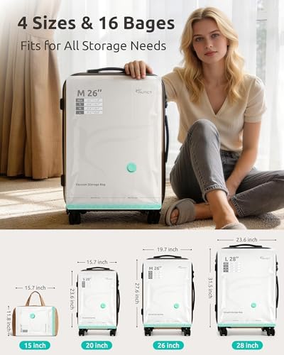 16 Pack Vacuum Storage Bags for Travel with Rechargeable Electric Pump — view 4