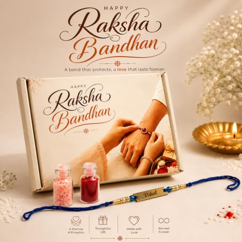 Image of Unisex-Adult Customized Name Rakhi For Brother | Rudraksha Beads, Custom Name Engraving, Adjustable Fit