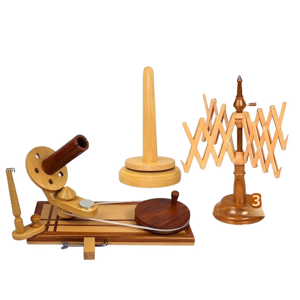 WARIS Handicraft Multi Colour Wooden Yarn Ball Winder Combo 3 pc Set with Table Clamp, Yarn Swift, and Ball Holder, for Knitting & Crochet-image-41