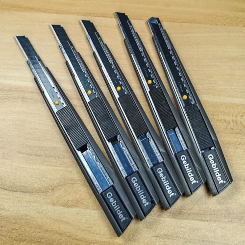Image of Gebildet 5pcs Right and Left Hand Self-Lock Cutter Knife /Black 9mm Blades /60 Blace Knife /Utility Knife /Graphic Knife (G300)