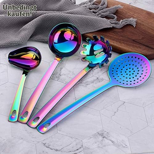 Küchenhelfer Set 12 Stück Edelstahl Küchen Utensilien Titan regenbogen Küchenzubehör Kochgeschirr Set, Home Kitchen Cooking Tools Küchen Utensil