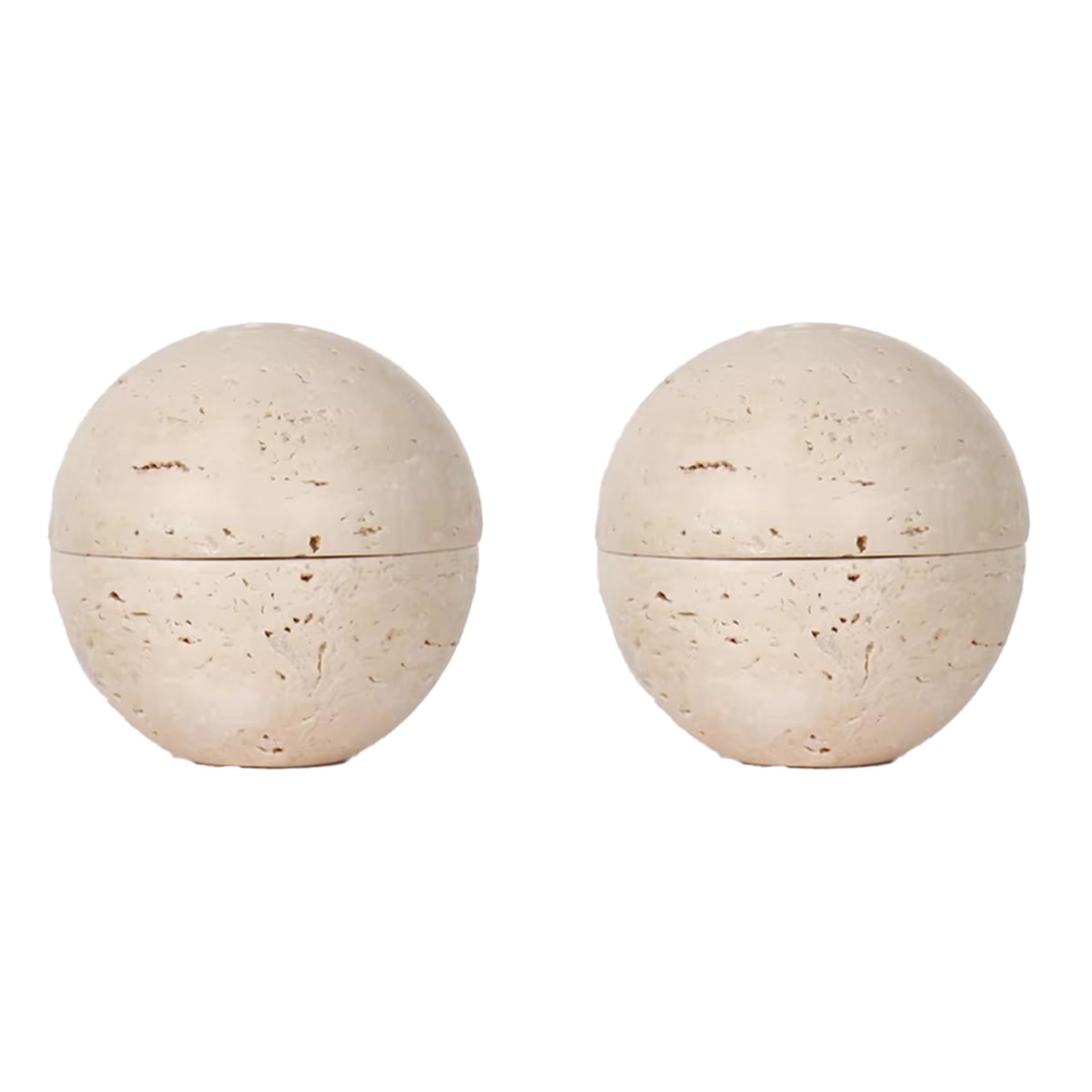 Vjsujehgy 2X Beige Travertine Sphere Incense Burner Natural Marble Stone Home Decoration, Religious Round Ornament A