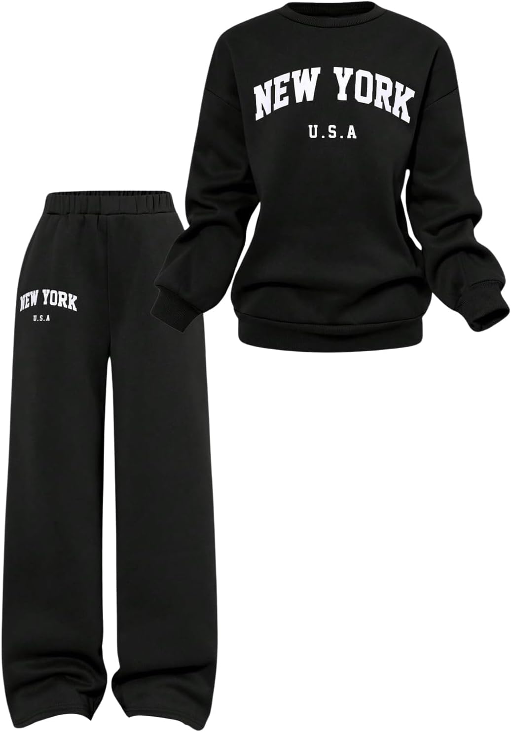 SOLY HUXCute Clothes for Girls Sweatsuit Sets Crewneck Casual Sweatpants 2 Piece Outfits Sweatshirt and Pants