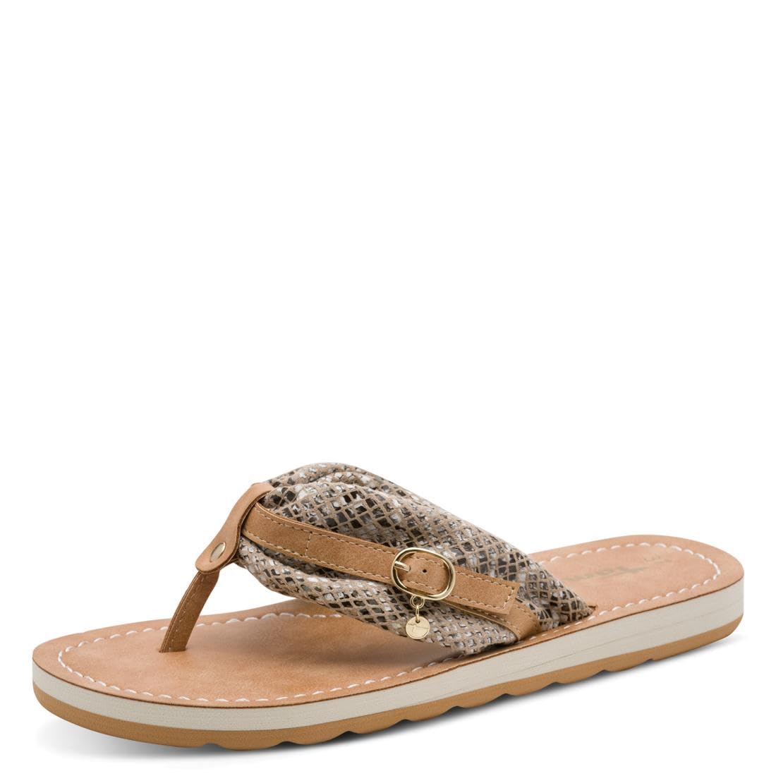 Tamaris Women's toe-post mule flat beige 6.5 UK