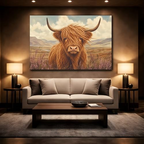 Tableau décoration salon vache Highland déco murale horizontale - 2