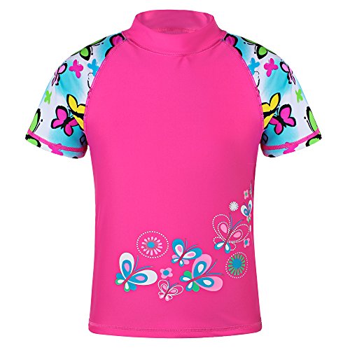 Image of TFJH E Girls Short Sleeve Swimsuit Two Piece Swimwear UPF 50+ UV 3-12 Years