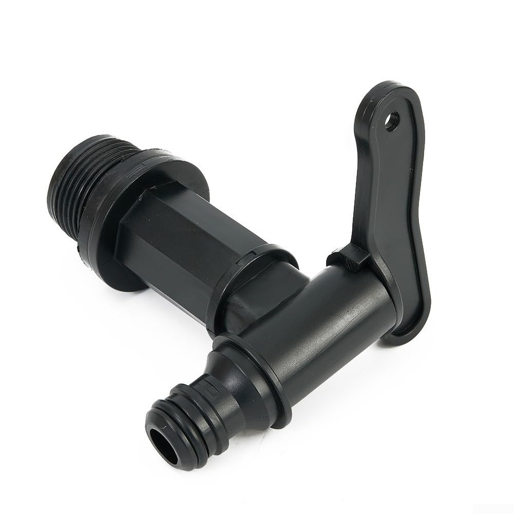 Black Plastic Fresh and Waste Water Tank Drain Tap with 3/4 Inch Thread Adapter for Camper Vans, Caravans and Motorhomes