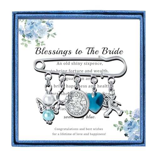 Image of Something Blue Gifts for Bride to Be Bridal Shower Gifts Charm Wedding Pin for Her Wedding Keepsake Brooch