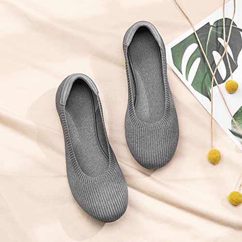 Image of Frank Mully Women's Ballet Flat Shoes Knit Dress Shoes Round Toe Slip On Ballerina Flats for Woman Low Wedge Comfort Soft