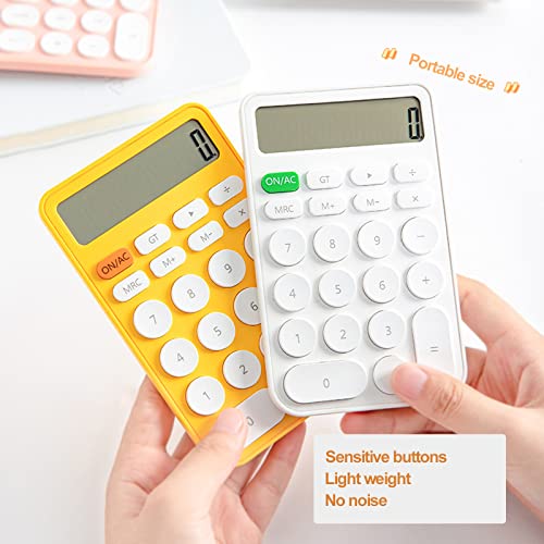 Cute Desk Accessories, Aesthetic Office Supplies, Benkaim White Desk Basic Calculator, Small Portable Standard Calculator, Handheld Desktop Calculator With Large Lcd Display #TOP4