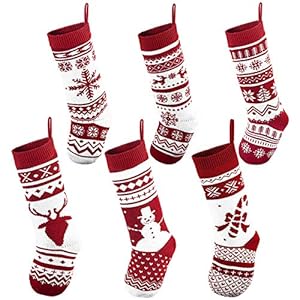 JOYIN 6 Pack 18" Knit Christmas Stockings, Large Rustic Yarn Xmas Stockings for Family Holiday Decorations JOYIN 6 Pack 18 Knit Christmas Stockings Large Rustic Yarn Xmas Stockings for Family Holiday Decorations