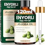 ENYORLI Huile de Jojoba 120 ml Pressée à Froid – Huile Végétale Légère pour Visage, Peau & Cheveux, Adaptée aux Peaux Mixtes à Grasses, Idéale pour Massage, Soin Capillaire, Démaquillage & DIY