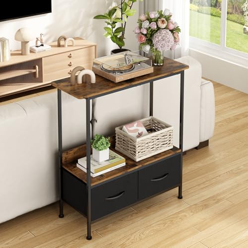 La mejor selección de Mesas de café los mejores 5. 48 GILLAS Mueble Auxiliar de Estilo Industrial, Estante para Cocina 80x29x83CM, Mesa Auxiliar con 2 Drawers, Credenza Recibidor, Alacenas Muebles para Cocina, Café y Negro