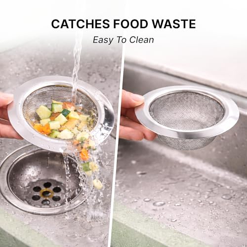Image of DALUCI Stainless Steel Sink Strainer | Kitchen Sink Drain Filter & Waste Coupling Jali | Rust Proof Heavy Duty Sink Strainer Steel with Wide Rim (11 CM) (1)