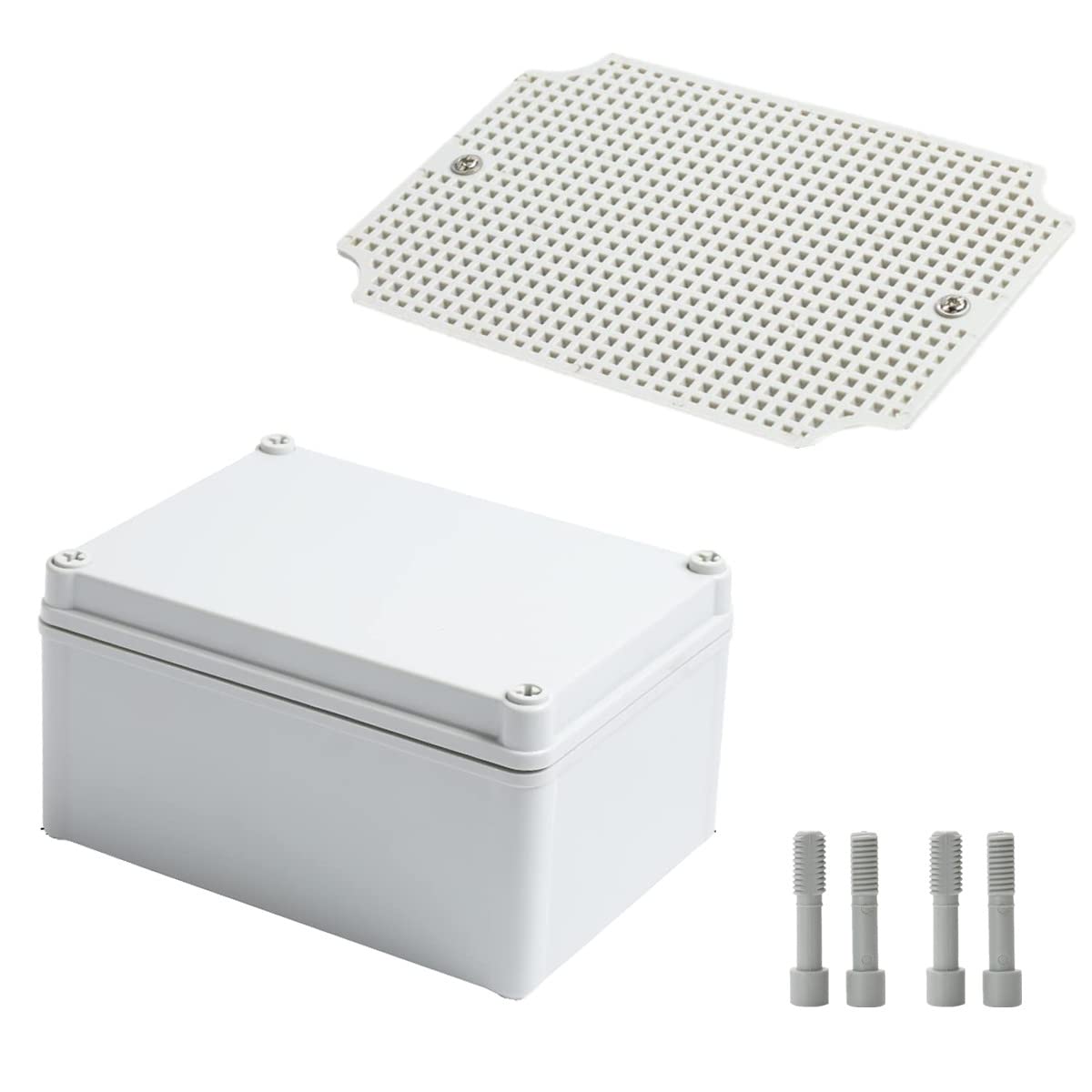 SamIdea Waterproof Outdoor Junction Box, IP67 ABS Plastic Electrical Enclosure with Mounting Plate, Wall Brackets, Weatherproof Hinged Door IP66 Small Project ABS Plastic Case (130x80x70mm Electrical