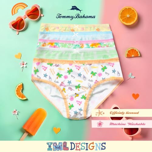 Tommy Bahama Girls Cotton Brief Underwear 5-Pack, Tagless Cotton Panties Multipack for Kids and Toddlers2