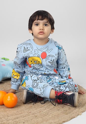Image of POLKA TOTS 100% Cotton Co-Ord Joggers for Kids | Trendy Sweatshirt & Joggers Set | All Season Wear for Kids, Toddler & Newborn | Soft & Breathable Dress for Boys & Girls | from 6 Months to 8 Years