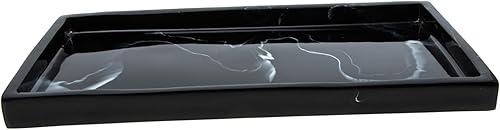 CAXUSD Bandeja de baño de cerámica negra Maquillaje Joyas Plato de vanidad