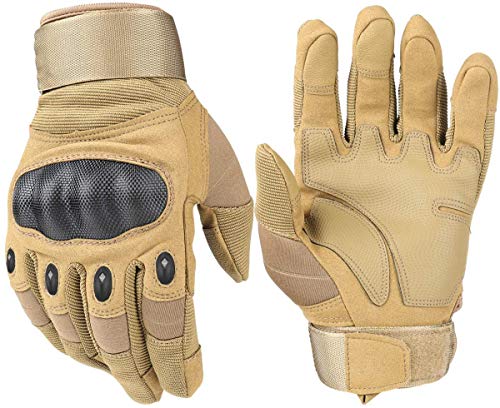 HIKEMAN Tactical Army Military Rubber Hard Knuckle Outdoor Full Finger Gloves for Men