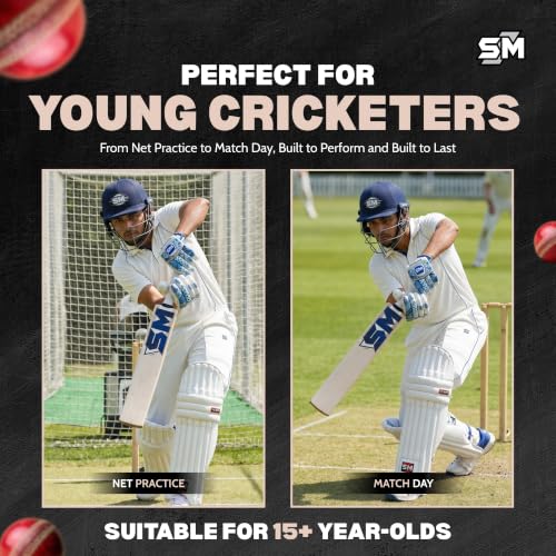 Image of SM Core Kashmir Willow Cricket Bat | Wooden Cricket Bat | Massive Bat Profile | Thick Edges | Rebound Technology | Superlight Pickup | Club & Academy Cricket Bat | Size SH