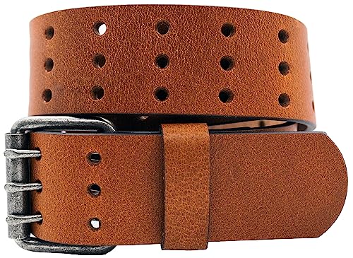 Full Grain Buffalo Leather 3-Hole Three Prong Casual Jeans Belt 1.75 inches or 45mm Wide - TheBeltShoppecom