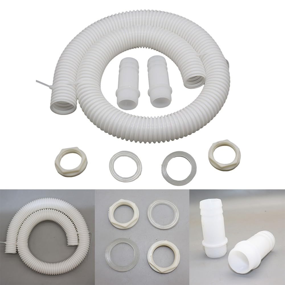Gettimore 32mm Water Butt Connector Pipe Link Fitting Kit with Hose Clamps for Rainwater Storage Garden Agriculture Irrigation White Plastic