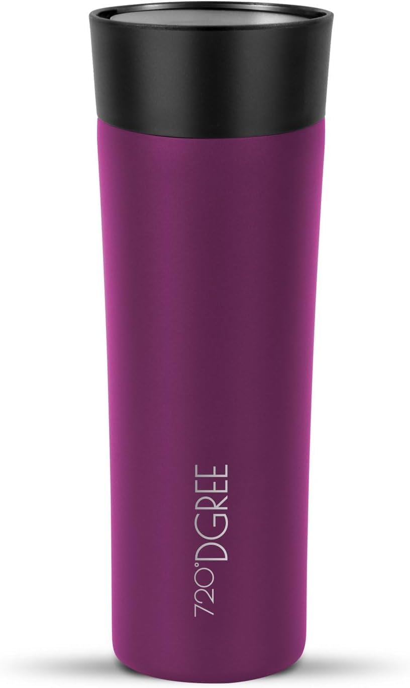 720°DGREE Travel Mug 460ml “PleasureToGo 2.0“ - Choose from 3 Sizes, 6h Hot, 12h Cold, Leakproof, 360° Drinking, BPA-Free, Hygienic - Slim Stainless Steel Thermo Cup for Coffee, Tea to Go - Red