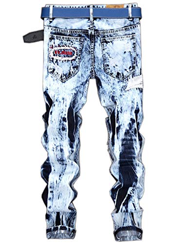 Men's Colorful Ripped Holes Straight Fit Jeans2