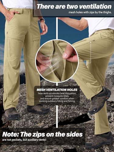 Mens Hiking Pants Quick Cool Dry Tactical Cargo Pants Outdoor Casual Work Waterproof Lightweight for Fishing Safari Camping3