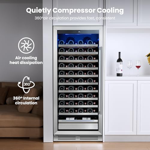 Image of Yeego 24 Inch Wine Fridge, 89 Bottle Wine Cooler with Left-Hinged