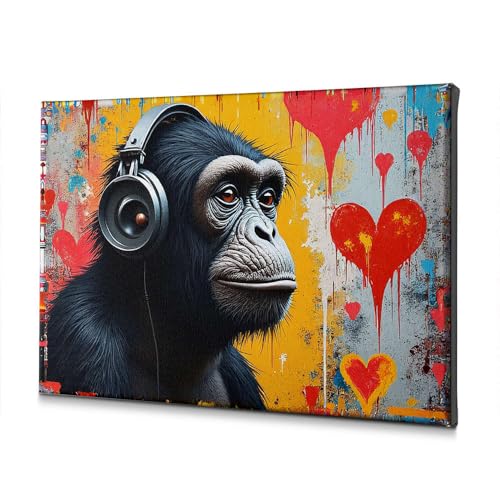 Toile colorée chimpanzé musicien pour égayer vos murs et votre esprit