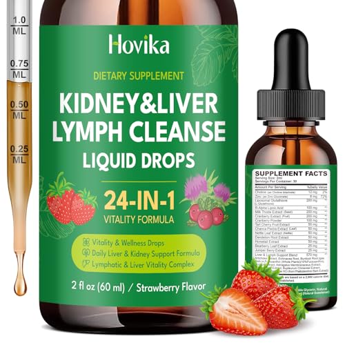 24-in-1 Kidney & Liver, Lymph Cleanse Detox & Repair Drops, Three Immune Formula with Cranberry,...