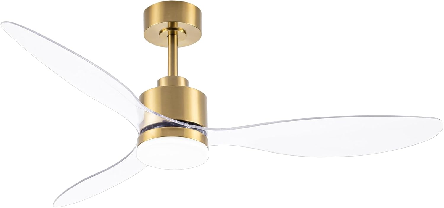 Gold and Clear 52 Inch LED Ceiling Fan with Remote Control