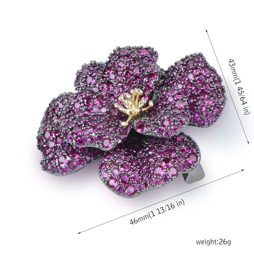 Image of Elegant Crystal Blooming Rose Flower Brooch Lapel Pin Breastpin for Women Birdal Cardigan Hat Scarf Suit Sweater Floral Pins