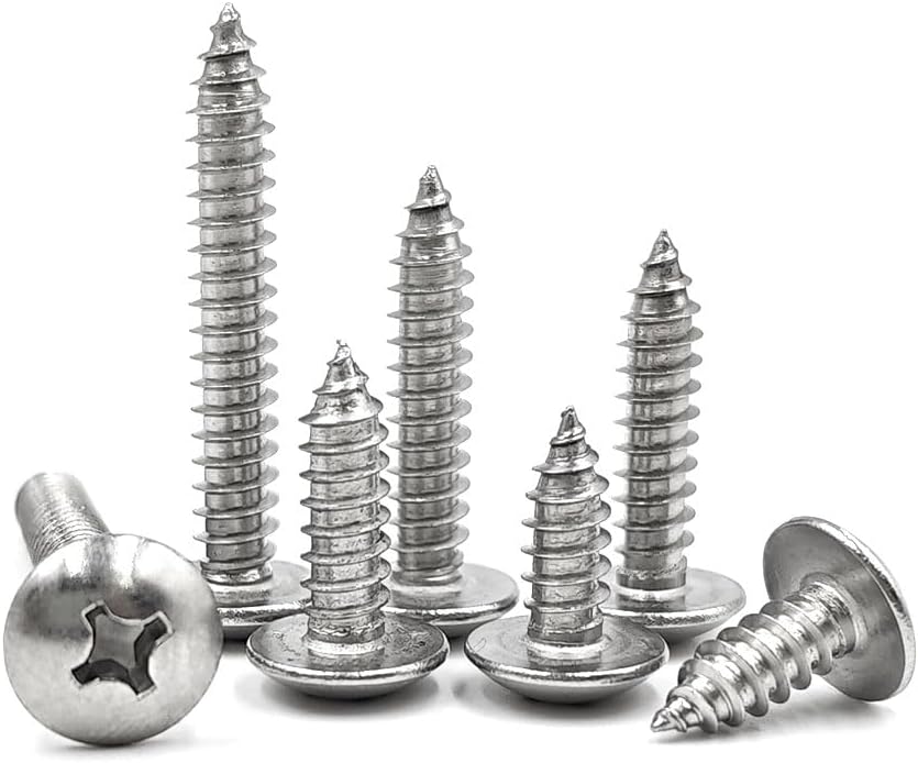 20 Pcs Silver M3 x 25mm Self Tapping Wood Screws 304 Stainless Steel Mushroom Round Flanged Head Fasteners Drilling Screw