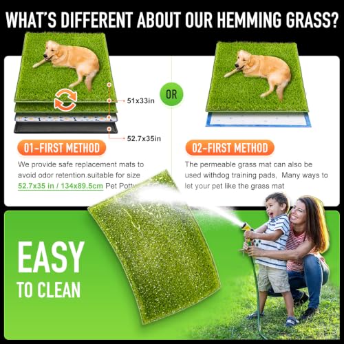 Image of Hompet Artificial Grass for Dogs, 51 inchx33 inch, Professional Dog Grass Mat, Easy to Clean with Drainage Holes, Potty Training Pad and Replacement Fake Grass Turf, Outdoor Rug Patio Lawn Decoration